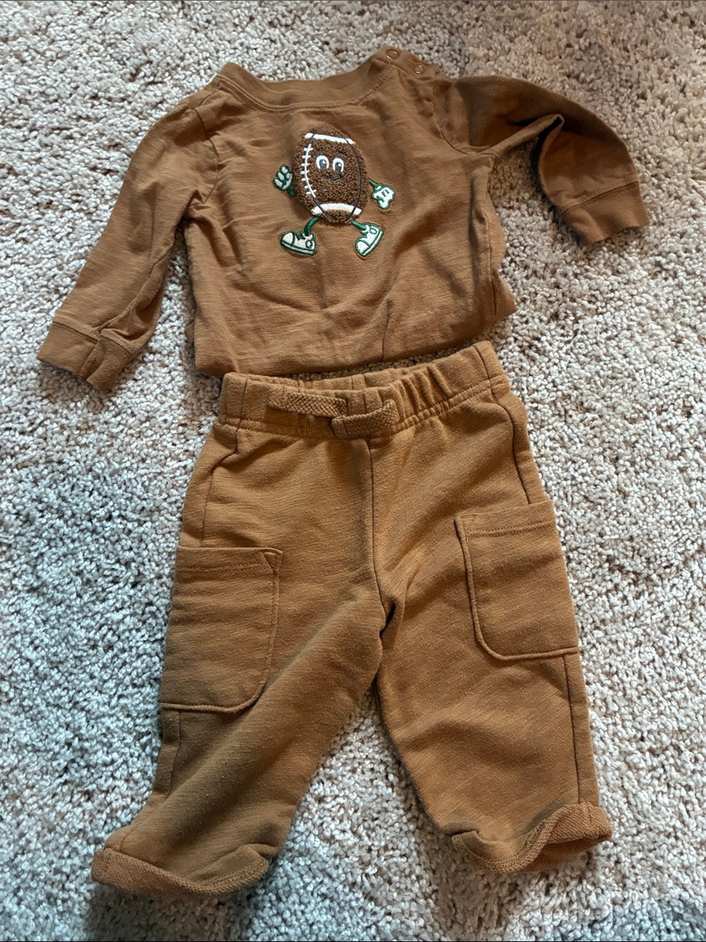 Garanimals Brown Football Jogger Set with Green Accents